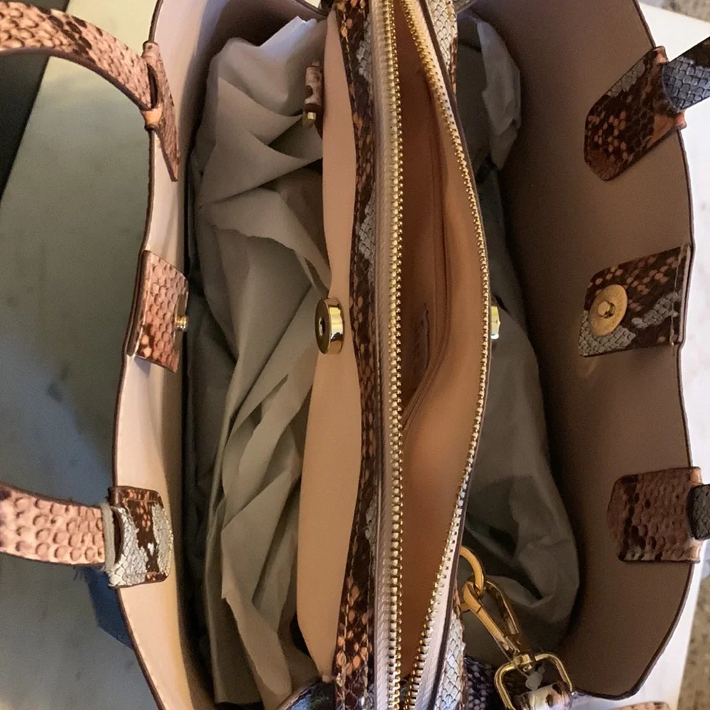 A New Day Snakeskin Print Triple Compartment Satchel Handbag